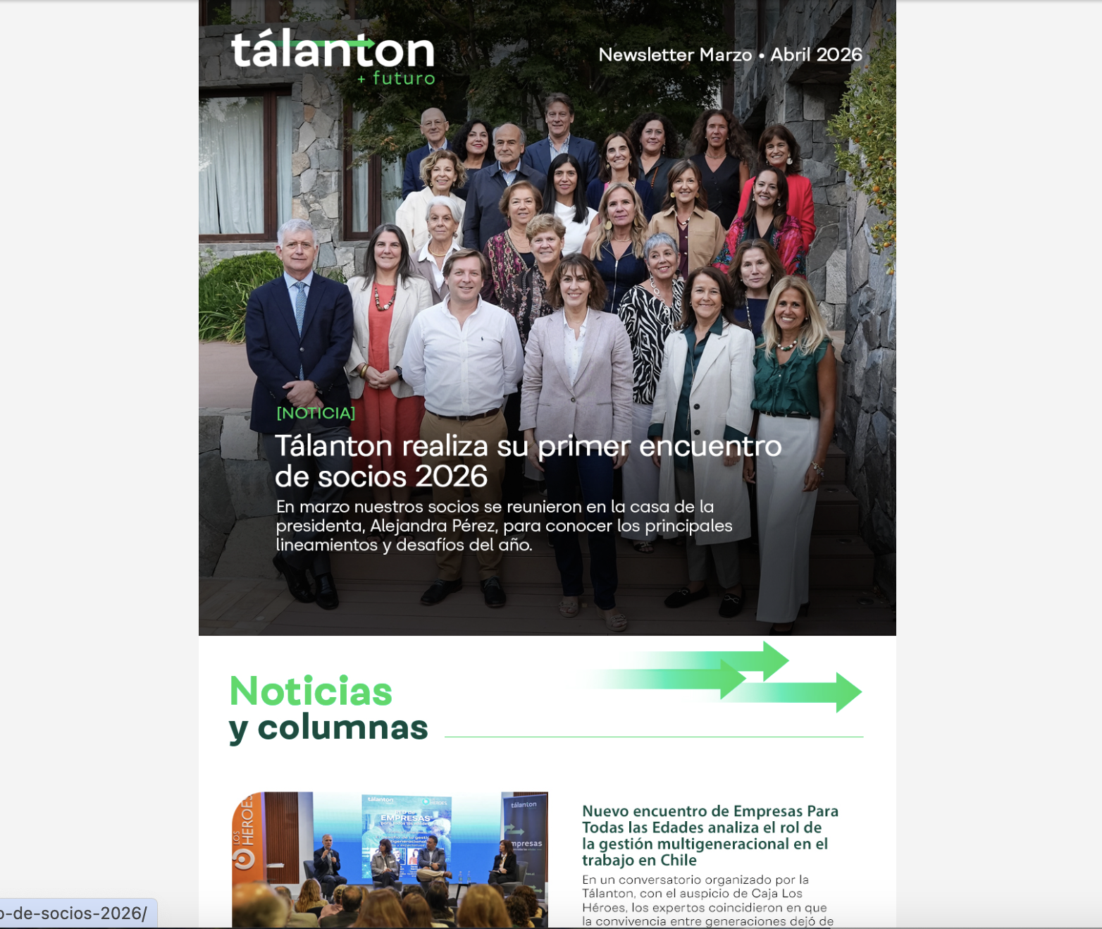 Newsletter marzo - abril: Tálanton realiza su primer encuentro de socios 2026